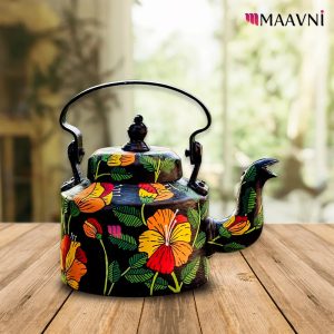Hand-painted Pattachitra Floral Colorful Kettle | Maavni