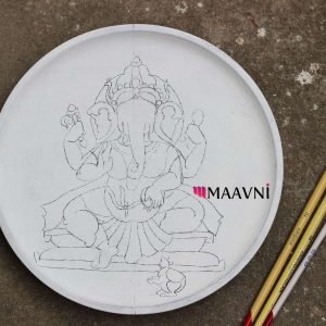 Hand-painted Pattachitra Ganesha Presketched With Brushes DIY Plate