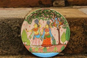 Hand-painted Pattachitra Gopikas With Marki Wall Plate | Maavni