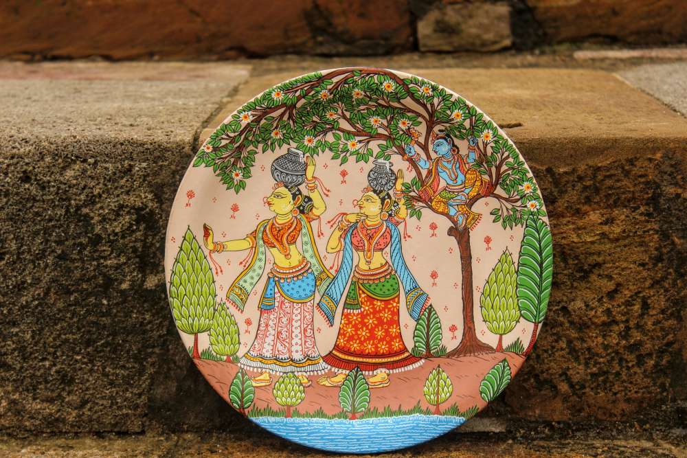 Hand-painted Pattachitra Gopikas With Marki Wall Plate | Maavni
