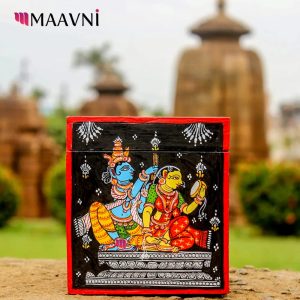 Hand-painted Pattachitra Radha Krishna Style Square Tissue Box Decor