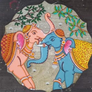 Hand-painted Pattachitra Animals In Jungle Large Wall Plate | Maavni