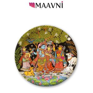 Hand-painted Pattachitra Radha Krishna Raasleela Wall Plate | Maavni