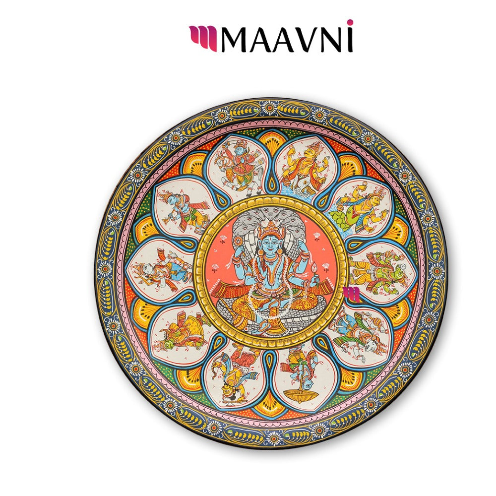 Hand-painted Pattachitra Vishnu Dasavatar Wall Plate | Maavni - Image 2