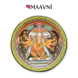 Hand-painted Pattachitra Panchamukhi Ganesha Wall Plate | Maavni