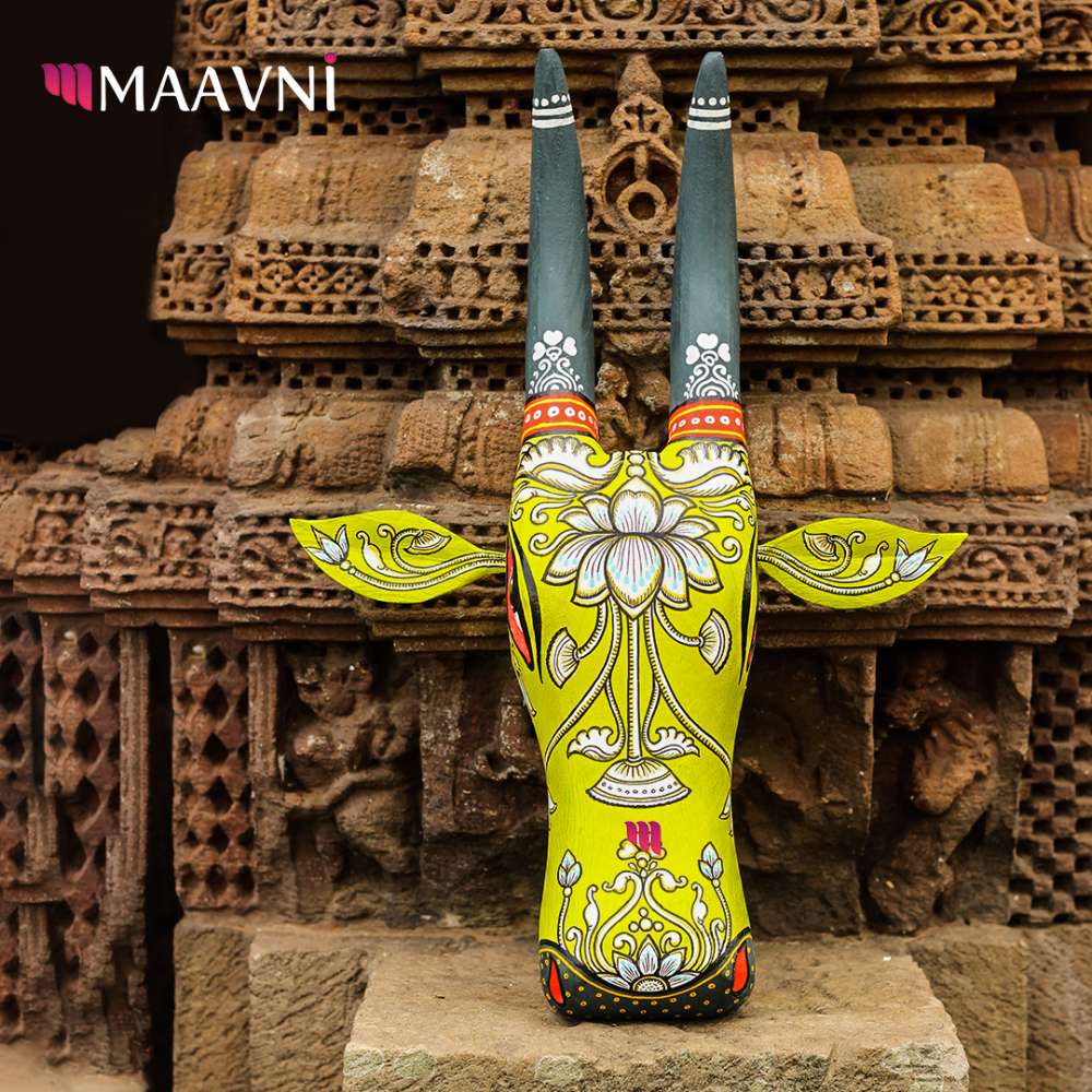 Hand-painted Pattachitra Cow Head Decor | Maavni - Image 4