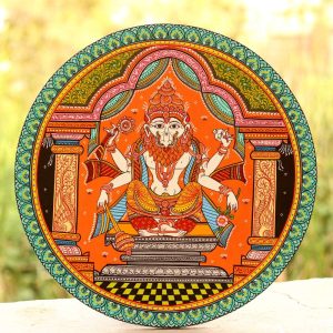 Hand-painted Pattachitra Lord Narsimha Wall Plate | Maavni