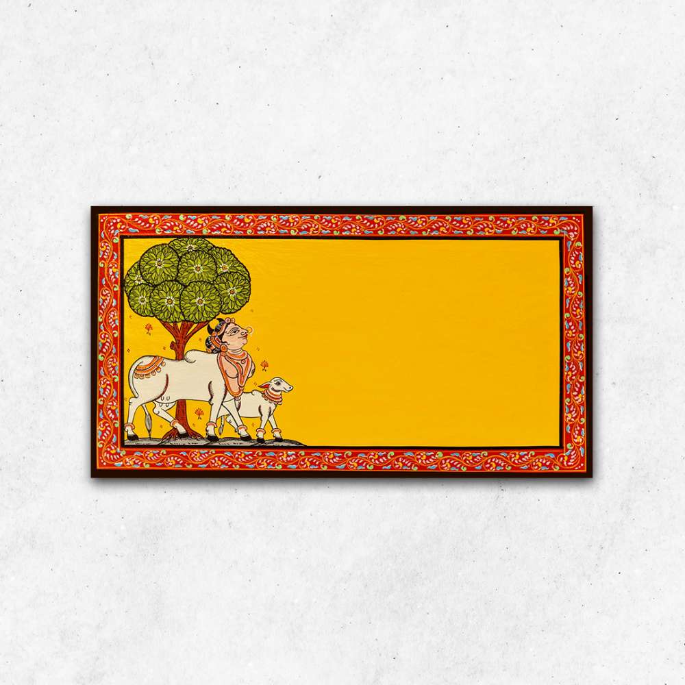 Hand-painted Pattachitra Kamdhenu Name Plate | Maavni - Image 2