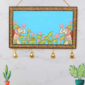 Hand-painted Pattachitra Elephant Lotus Name Plate | Maavni
