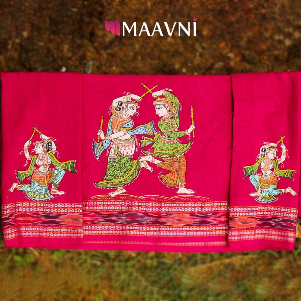 Hand-painted Pattachitra Dandiya Raas Metre Blouse Piece