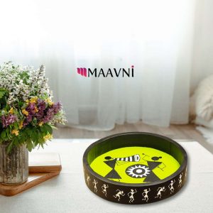Hand-painted Pattachitra Tribal Circular Tray Decor | Maavni
