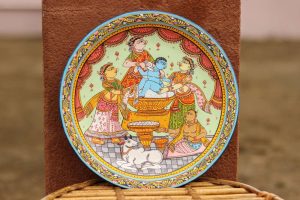 Hand-painted Pattachitra Krishna Janma Wall Plate | Maavni