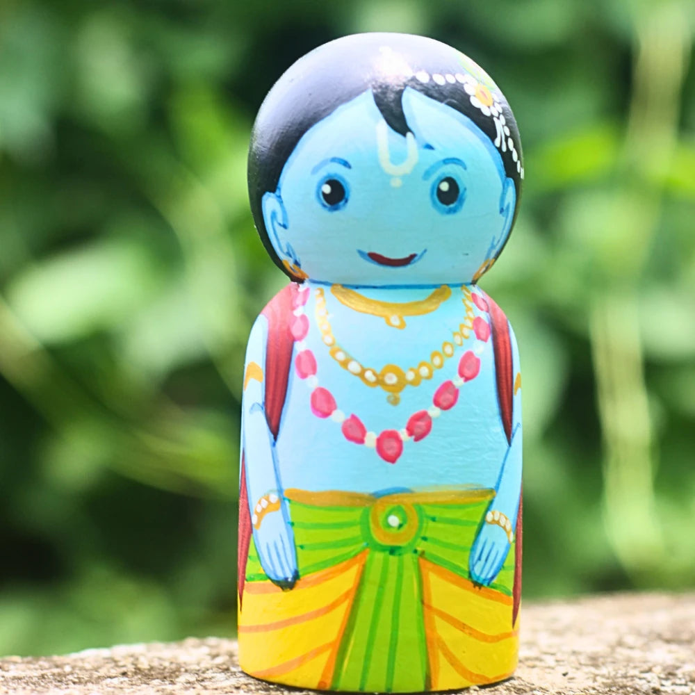 Hand-painted Pattachitra Krishna Doll Festive Decor | Maavni