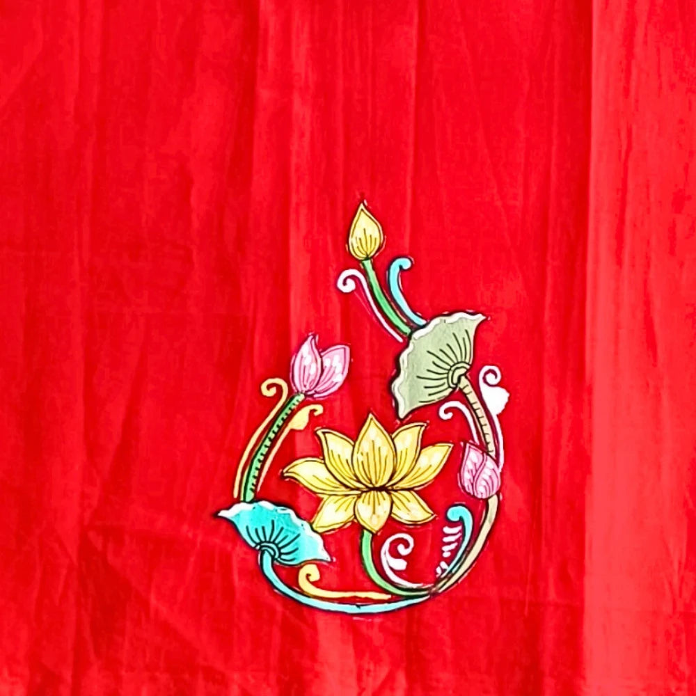Hand-painted Pattachitra Lady Face In Between Lotus - Image 3