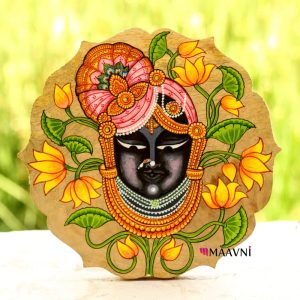 Hand-painted Pattachitra Sreenathji Floral Style Wall Plate | Maavni
