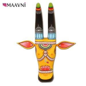 Hand-painted Pattachitra Floral Cowhead Decor | Maavni