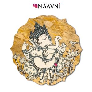 Hand-painted Pattachitra Floral Shape Ganesha Wall Plate | Maavni