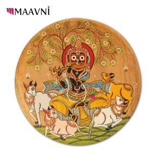Hand-painted Pattachitra Kalia Thakur With Cows In Jungle Wall Plate