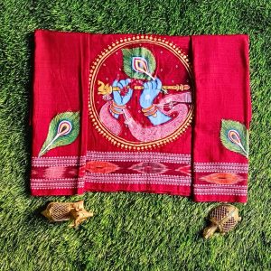 Hand-painted Pattachitra Krishna Hand With Bansuri Blouse