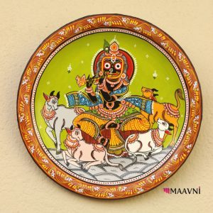 Hand-painted Pattachitra Jaga In Krishna Besha Wall Plate | Maavni