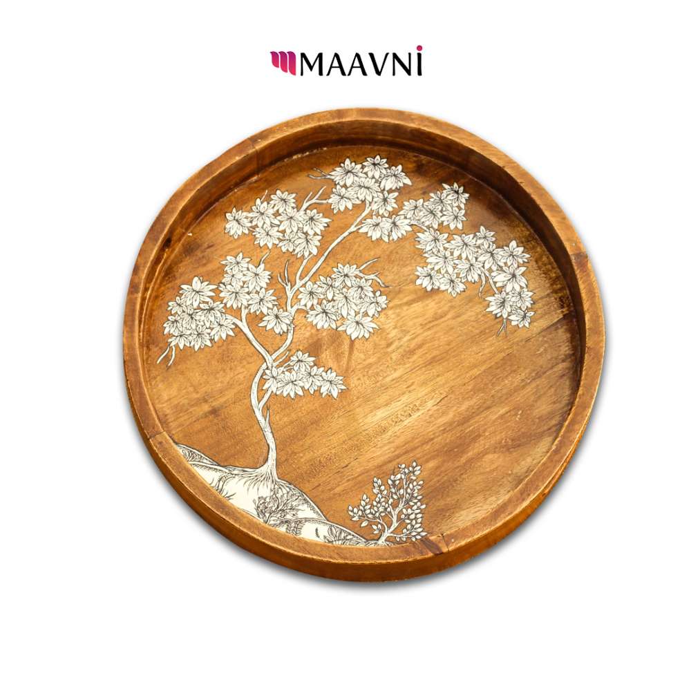 Hand-painted Pattachitra Tree Of Life Large Tray Decor | Maavni