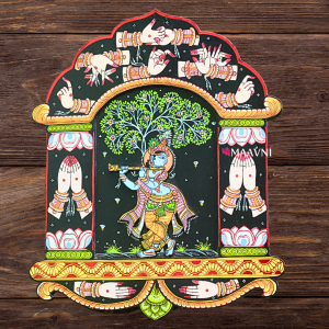Hand-Painted Wooden Krishna 3DJharokha