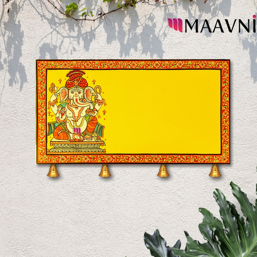 Hand-painted Pattachitra Ganesha With Customized Names Border Name Plate