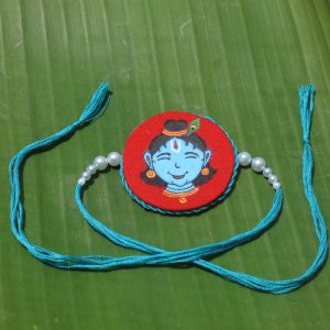 Hand-painted Pattachitra Babykrishna Redrakhi Festive Decor | Maavni