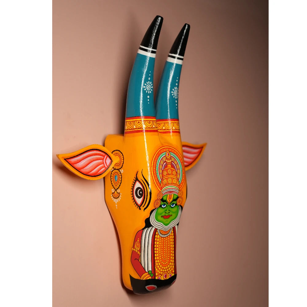 Hand-painted Pattachitra Cow Head Bharatanatyam - Image 5
