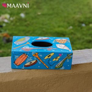 Hand-painted Pattachitra Musical Theme Sky Background Tissue Box
