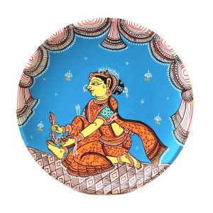 Hand-painted Pattachitra Lady Wearing Payal Wall Plate | Maavni