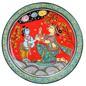 Hand-painted Pattachitra Krishna Theme Wall Plate | Maavni