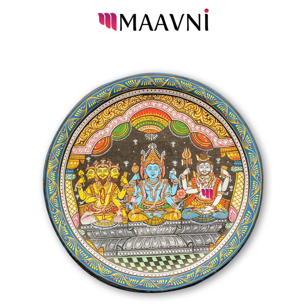 Hand-painted Pattachitra Tridev Wall Plate | Maavni