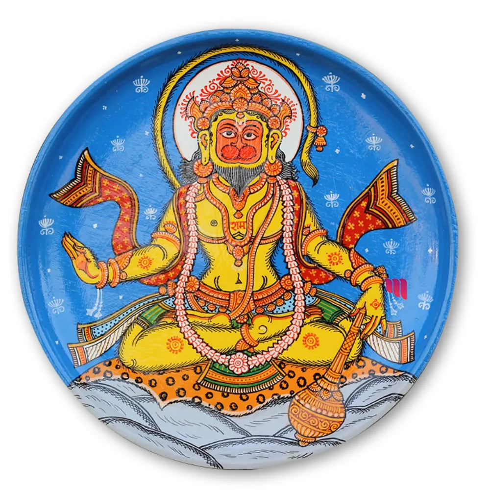 Hand-painted Pattachitra Hanuman Wall Plate | Maavni - Image 2