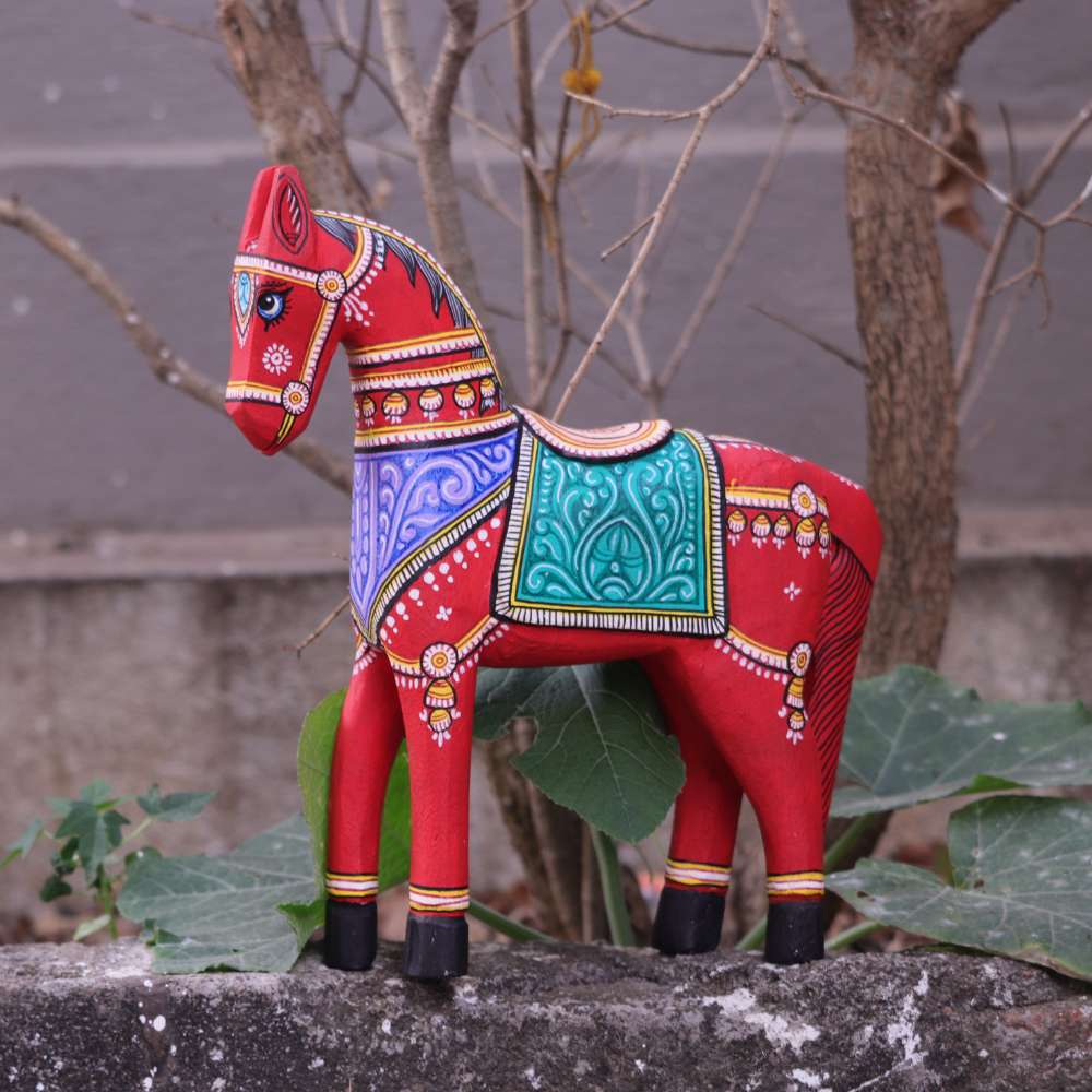 Hand-painted Pattachitra Wooden Horses Painting | Maavni - Image 2