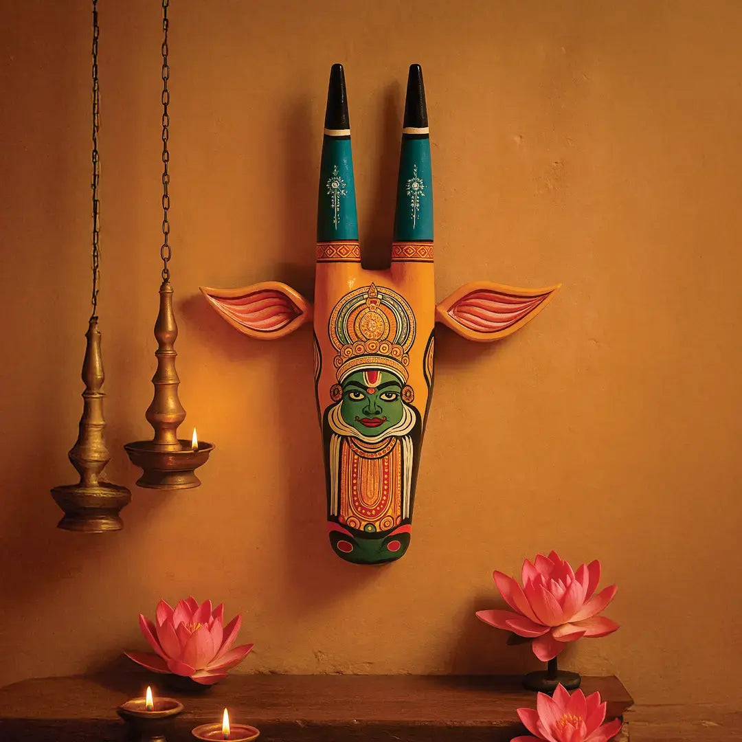 Hand-painted Pattachitra Cow Head Bharatanatyam