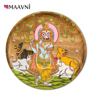 Hand-painted Pattachitra Krishna And Cows In Jungle Wall Plate |