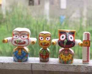 Handpainted Wooden Jagannath Trio Idols (6 Inch)