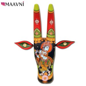 Hand-painted Pattachitra Krishna Cowhead Decor | Maavni