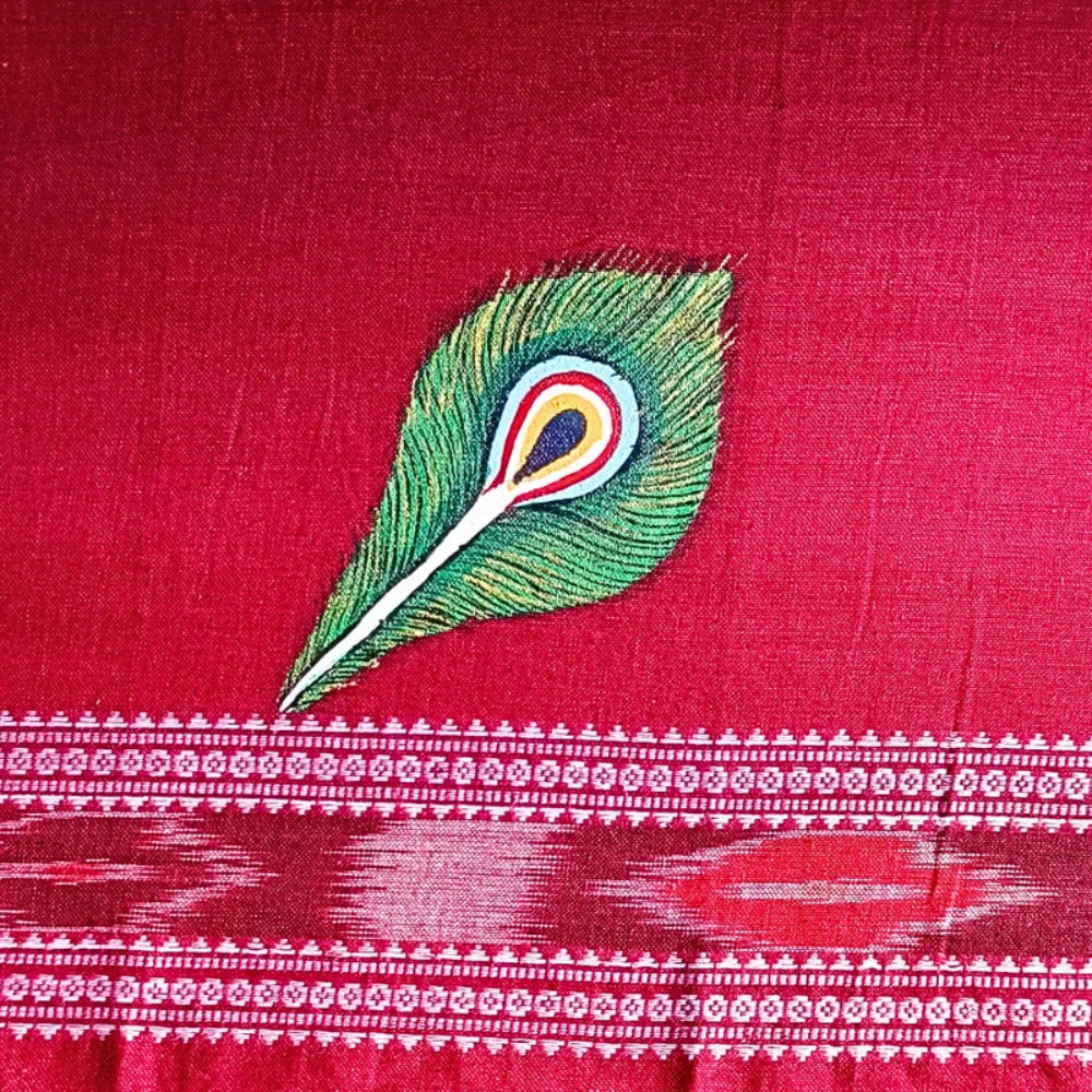 Hand-painted Pattachitra Krishna Hand With Bansuri Blouse - Image 3