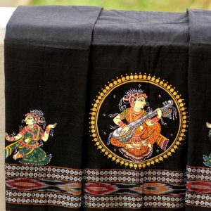 Hand-painted Pattachitra Musical Lady In Circle Blouse Piece