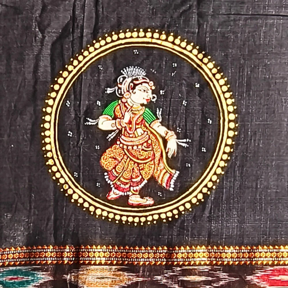 Hand-painted Pattachitra Odishi Dancer With Hasta Mudra On Sleeves - Image 2