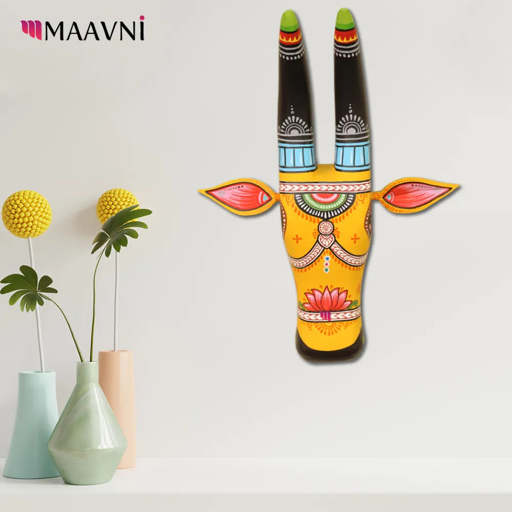 Hand-painted Pattachitra Floral Cowhead Decor | Maavni - Image 3