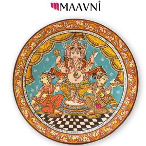 Hand-painted Pattachitra Ganesha With Dancers Wall Plate | Maavni