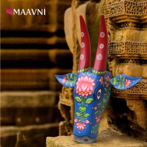 Hand-painted Pattachitra Lotus Motif Cow Head