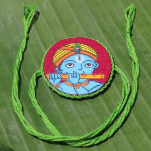 Hand-painted Pattachitra Krishna Rakhi Festive Decor | Maavni