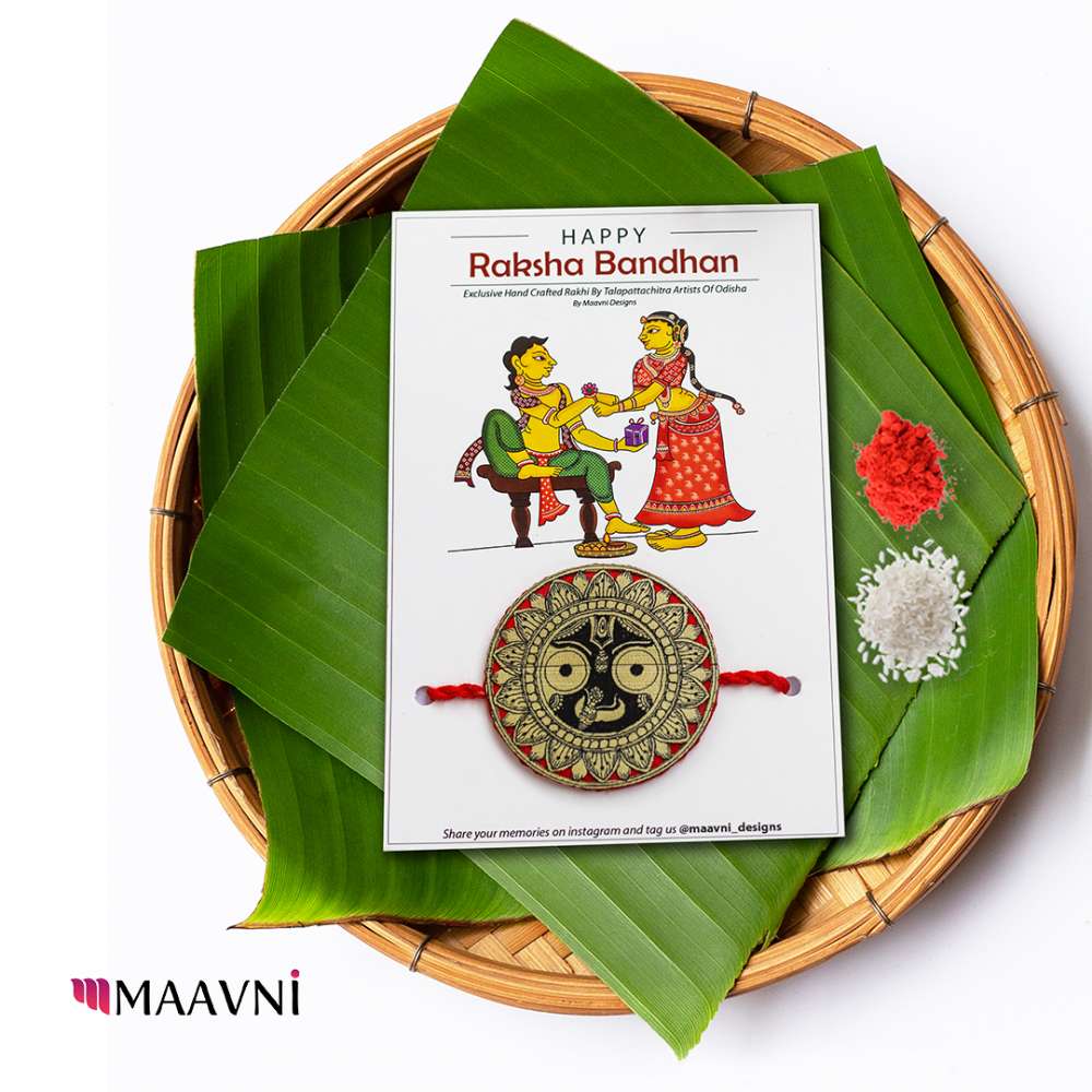 Hand-painted Pattachitra Shri Jaganath Rakhi Festive Decor | Maavni