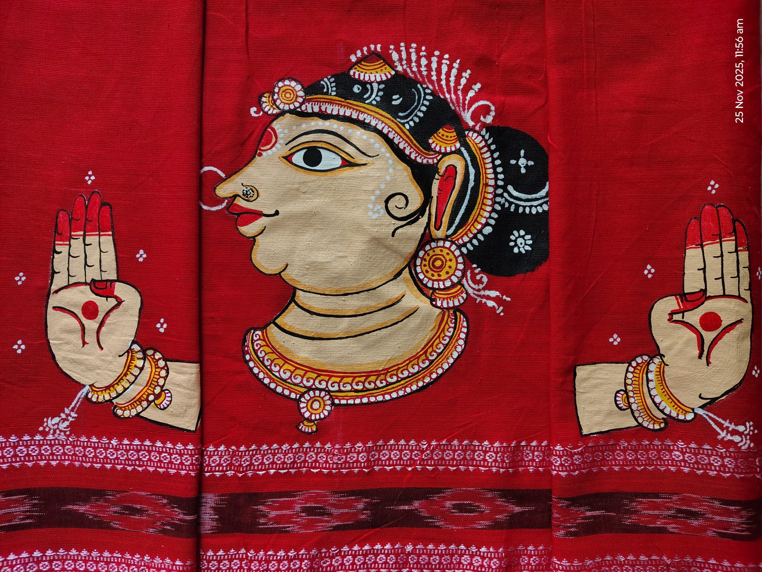 Hand-painted Pattachitra Lady Face Blouse Piece