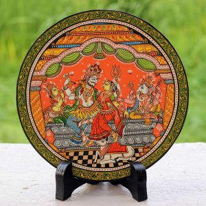 Hand-painted Pattachitra Shiva Parivar Wall Plate | Maavni