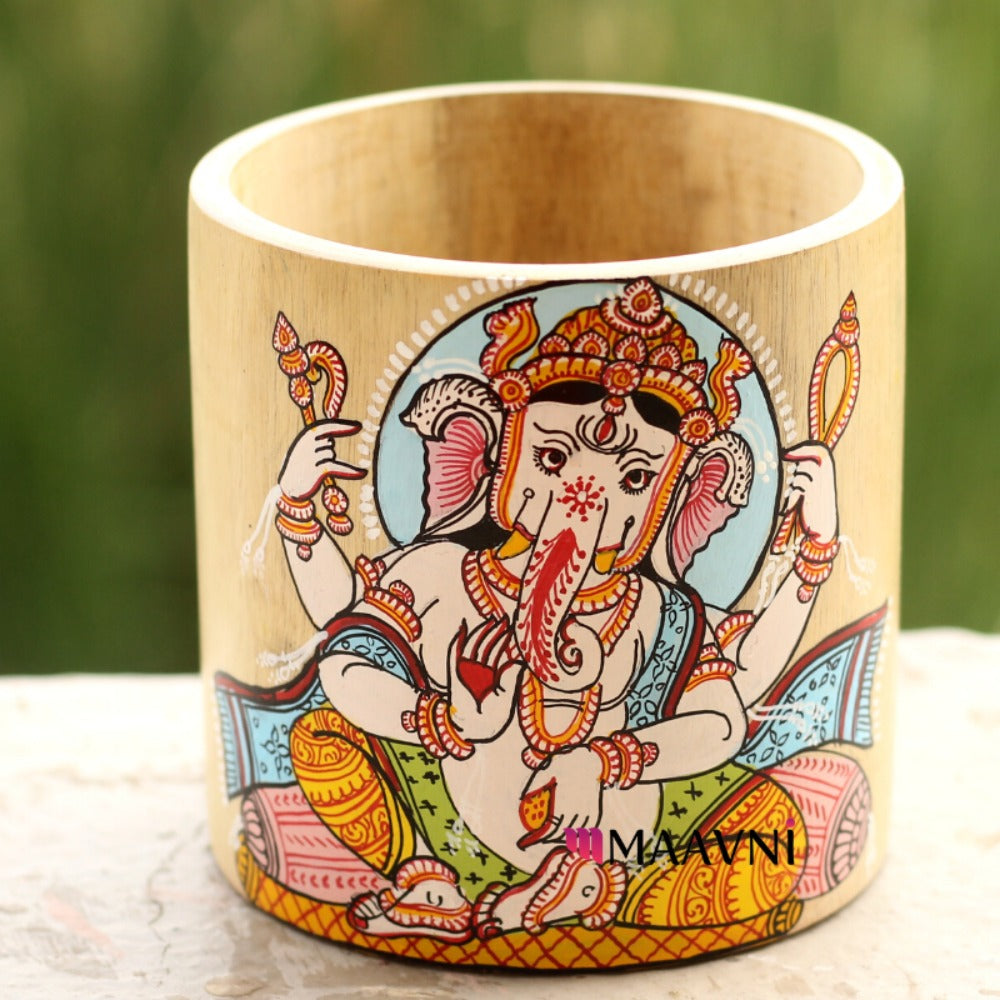 Hand-painted Pattachitra Ganesha Pen Stand | Maavni - Image 2
